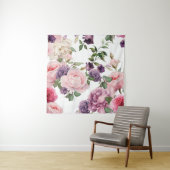 シームレスな花のパターンバラ、水色。 p タペストリー (インサイチュ)