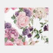 シームレスな花のパターンバラ、水色。 p フリースブランケット (正面(横))