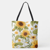 シームレスな花の模様、日差し、デイジー トートバッグ (裏面)