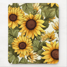 シームレスな花の模様、日差し、デイジー マウスパッド