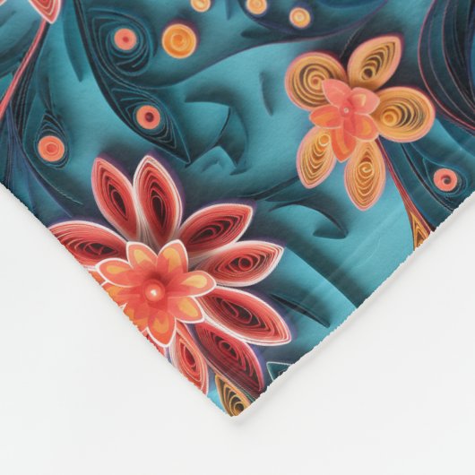 シームレスな花の紙の模様のフリースブランケット フリースブランケット (角)