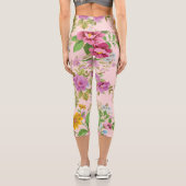 シームレスな花柄かわいいヴィンテージ花 カプリレギンス (裏面)