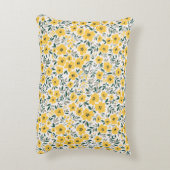 シームレスな花柄、小さな黄色の花。Wh アクセントクッション (裏面(縦))