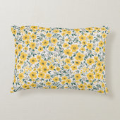 シームレスな花柄、小さな黄色の花。Wh アクセントクッション (裏面)