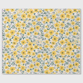 シームレスな花柄、小さな黄色の花。Wh ラッピングペーパー (フラット)