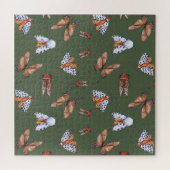 シームレスな蛾と蝶の自然プリント ジグソーパズル (横)