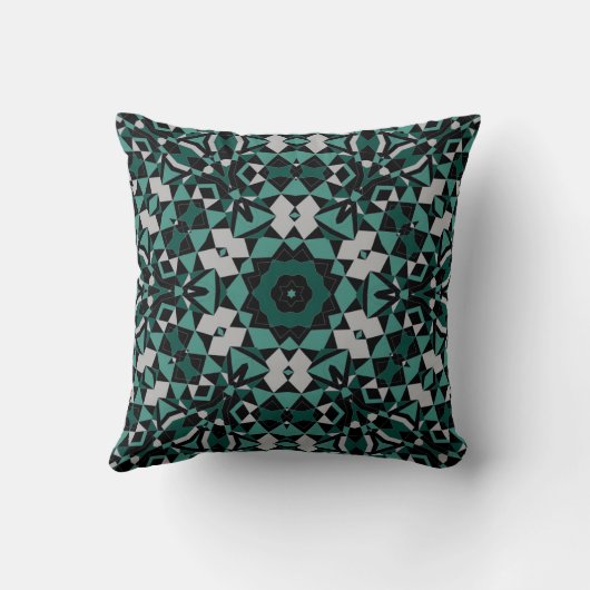 シームレスな装飾の黒い緑のグレーの装飾 クッション (裏面)