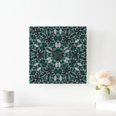 シームレスな装飾の黒い緑のグレーの装飾 スクエア壁時計 (ホーム)