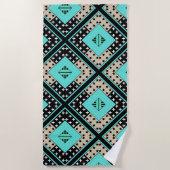 シームレスな装飾レトロモロッコのアラビア語ヴィンテージ ビーチタオル (正面)