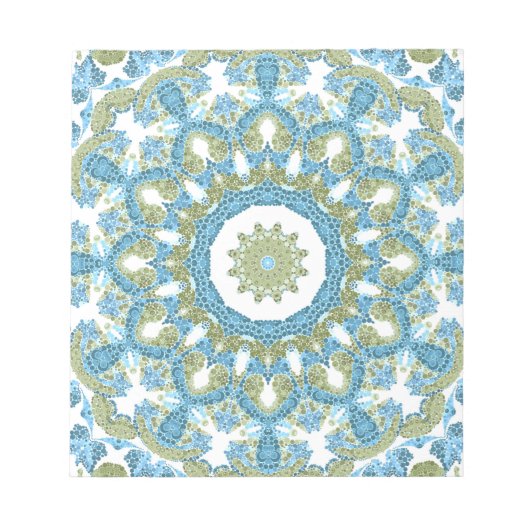 シームレスな観賞用の青い緑の白い装飾 ノートパッド (正面)