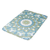 シームレスな観賞用の青い緑の白い装飾 バスマット (アングル)