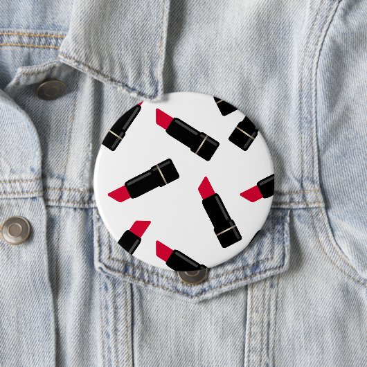 シームレスな赤い口紅ファッション漫画の白いパター 缶バッジ (インサイチュ)
