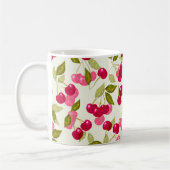 シームレスな赤い漫画さくらんぼベリーかわいいパターンwhi コーヒーマグカップ (左)