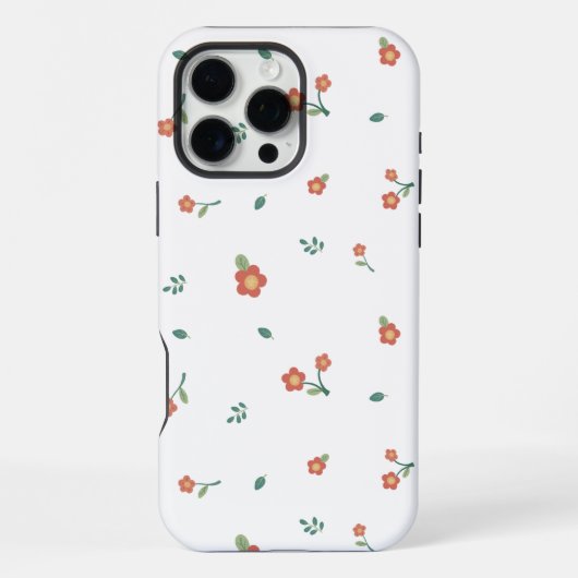 シームレスな赤い花柄のディッツィーパターン透明 iPhoneケース (裏面)