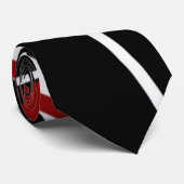 シームレスな赤と白抽象芸術ラインを黒い背景に ネクタイ (ロール)