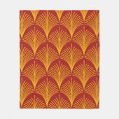 シームレスな赤と金ゴールドヴィンテージアートデコピーコック フリースブランケット (正面)