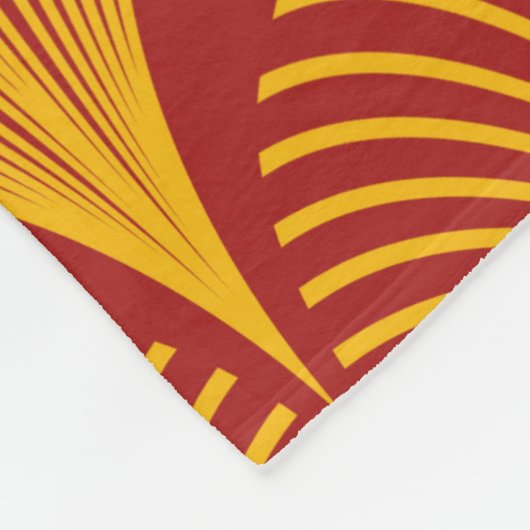シームレスな赤と金ゴールドヴィンテージアートデコピーコック フリースブランケット (角)