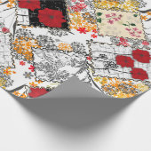 シームレスな遡及ヴィンテージパッチワークキルティングポピー ラッピングペーパー (角)