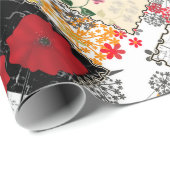 シームレスな遡及ヴィンテージパッチワークキルティングポピー ラッピングペーパー (ロールコーナー)