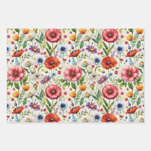 シームレスな野の花の模様の家具デコパージュ ラッピングペーパーシート (正面)