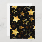 シームレスな金の星のパターン インビテーションポストカード (正面/裏面)