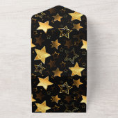 シームレスな金の星のパターン オールインワン招待状 (外側)