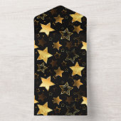 シームレスな金の星のパターン オールインワン招待状 (内側)
