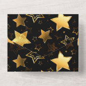 シームレスな金の星のパターン オールインワン招待状 (裏面)