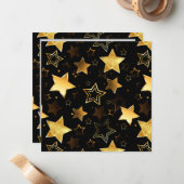 シームレスな金の星のパターン ノートカード (正面/裏面インサイチュ)