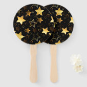 シームレスな金の星のパターン ハンドファン (正面&裏面)