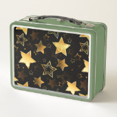 シームレスな金の星のパターン メタルランチボックス (裏面)