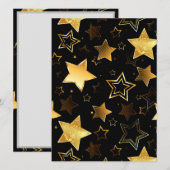 シームレスな金の星のパターン 招待状 (正面/裏面)