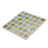 シームレスな金ゴールドとティール（緑がかった色）円パターン タイル (側面)