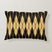 シームレスな金ゴールドと黒い図形のパターン アクセントクッション (裏面)