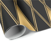 シームレスな金ゴールドと黒い図形のパターン ラッピングペーパー (ロールコーナー)