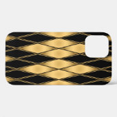 シームレスな金ゴールドと黒い図形のパターン Case-Mate iPhoneケース (裏面 (横))