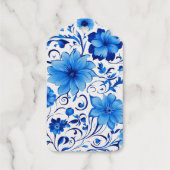 シームレスな開花：青と白の対角ダンス ギフトタグ (裏面)