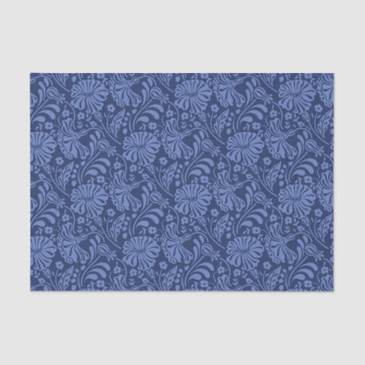 シームレスな青い花のパターンを切り離すティッシュペーパー 薄葉紙 (正面)