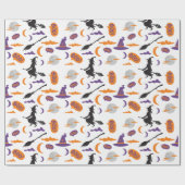 シームレスな魔女と箒の月の包み紙 ラッピングペーパー (フラット)