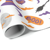 シームレスな魔女と箒の月の包み紙 ラッピングペーパー (ロールコーナー)