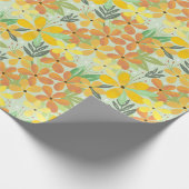 シームレスな黄色とオレンジの花のパターン ラッピングペーパー (角)