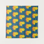 シームレスな黄色のアヒル模様ヴィンテージ タペストリー (正面(横))