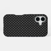 シームレスな黒と白のドット柄 iPhone 16ケース (裏面横)