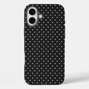 シームレスな黒と白のドット模様 iPhone 16 PLUSケース