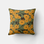 シームレスな黒猫とひまわり柄 クッション (裏面)