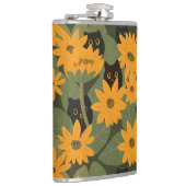 シームレスな黒猫とひまわり柄 フラスク (右)