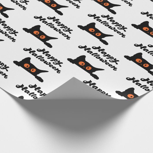 シームレスな黒猫ラッピング紙:ハッピーハローウィン ラッピングペーパー (角)