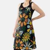 シームレスな70のレトロなヒッピーの花のパターン – Vinta エプロン (インサイチュ)