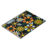 シームレスな70のレトロなヒッピーの花のパターン – Vinta ノートブック (左側)