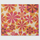 シームレスな70sレトロな花のパターンとヴィンテージダイ ラッピングペーパー (フラット)